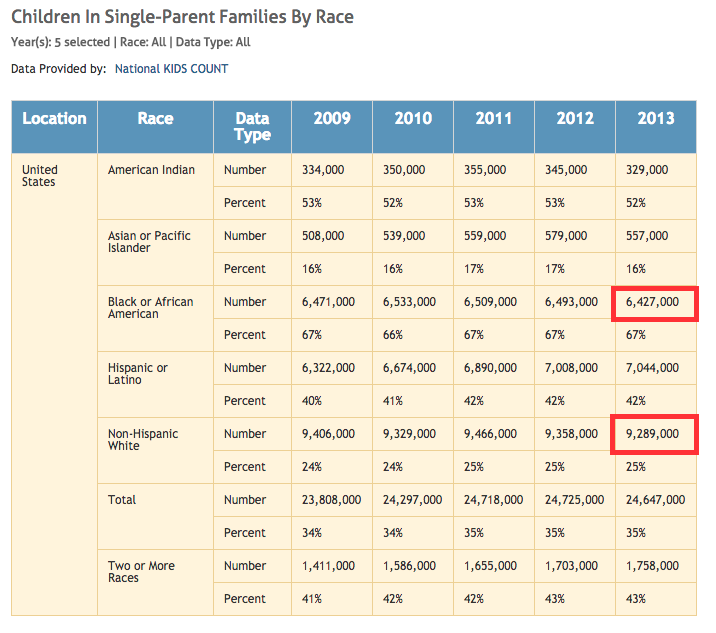single parent by race